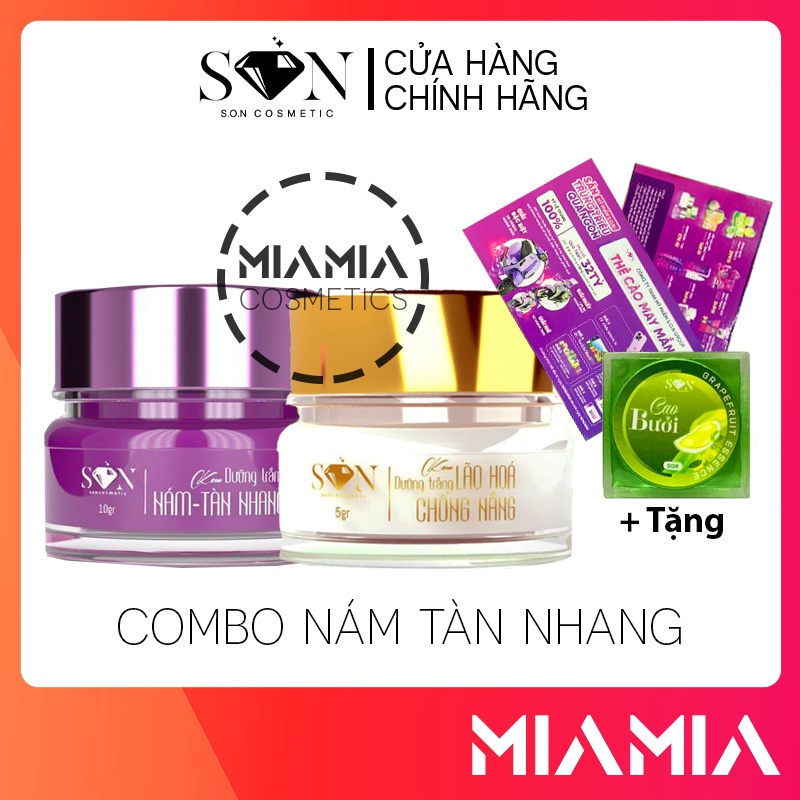 Combo Kem Face Tím Nám Tàn Nhang + Kem Face Dưỡng Trắng SON Cosmetic Nguyễn Tiên Chính Hãng - Tặng Cao bưởi