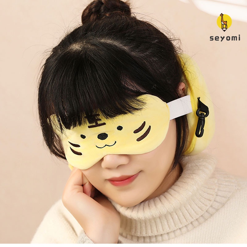 Mặt Nạ Che Mắt 2 Trong 1 Bằng Vải Bông Hình Thú Hoạt Hình Giúp Thư Giãn Giấc Ngủ Trưa Chiều Cho Nữ