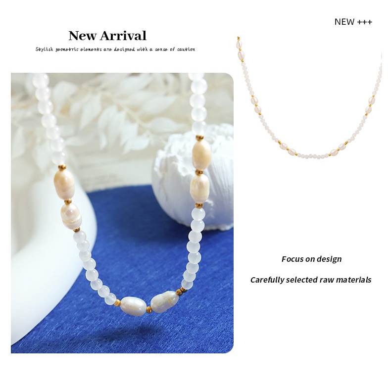 Vòng Cổ Hạt Ngọc Trai Bằng Thép Titan Mạ Vàng Không Phai Phong Cách Pháp Cá Tính Mùa Đông Mới