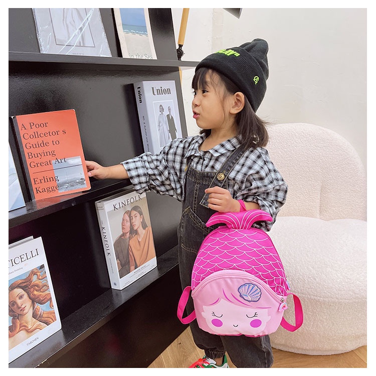 Ba Lô Đi Học Siêu Nhẹ In Họa Tiết Hoạt Hình Nàng Tiên Cá Phong Cách Hàn Quốc Xinh Xắn Cho Bé