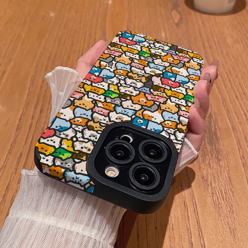 Ốp Điện Thoại Silicon Da In Hình Mèo Chống Rơi Cho IPhone 14 ProMax 13 12 11 XR XsMax 7 / 8Plus