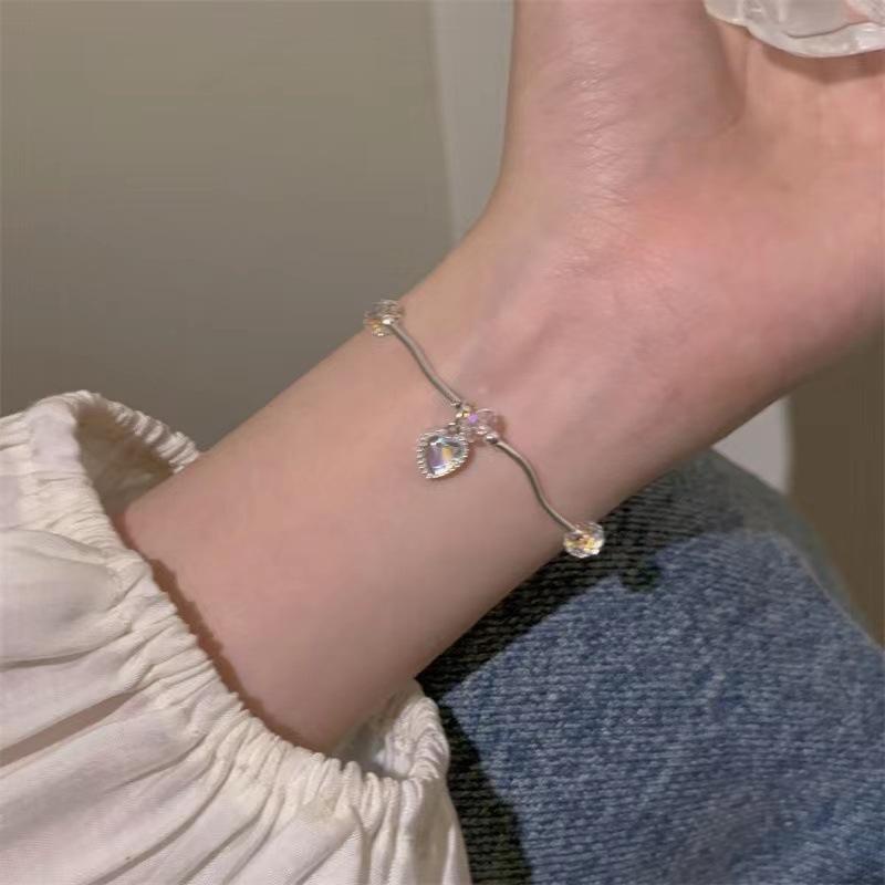 Vòng Tay Hai Lớp Bằng Bạc 925 Mặt Hình Bướm Tua Rua Sang Trọng Cho Nữ