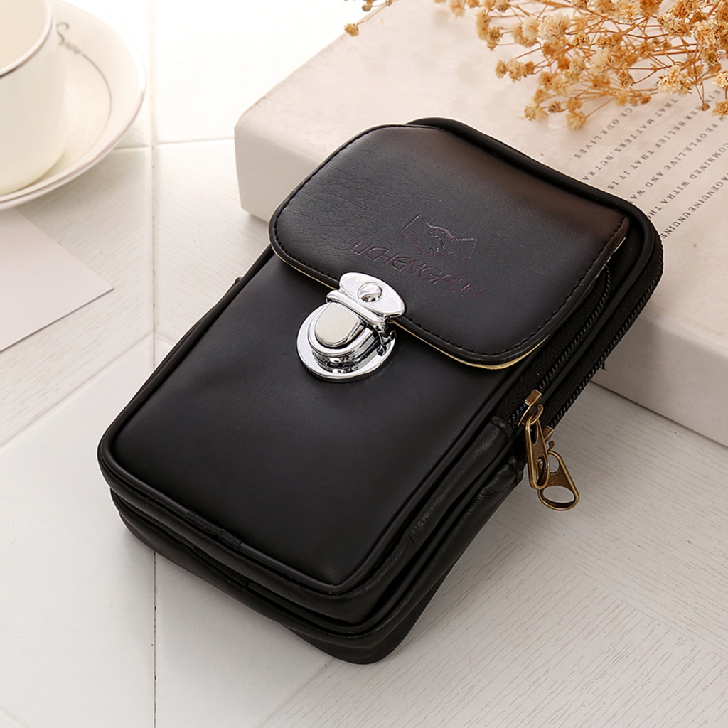 Túi Giả Da Đeo Hông Có Khóa Kéo Thời Trang Đi Bộ Cho Nam