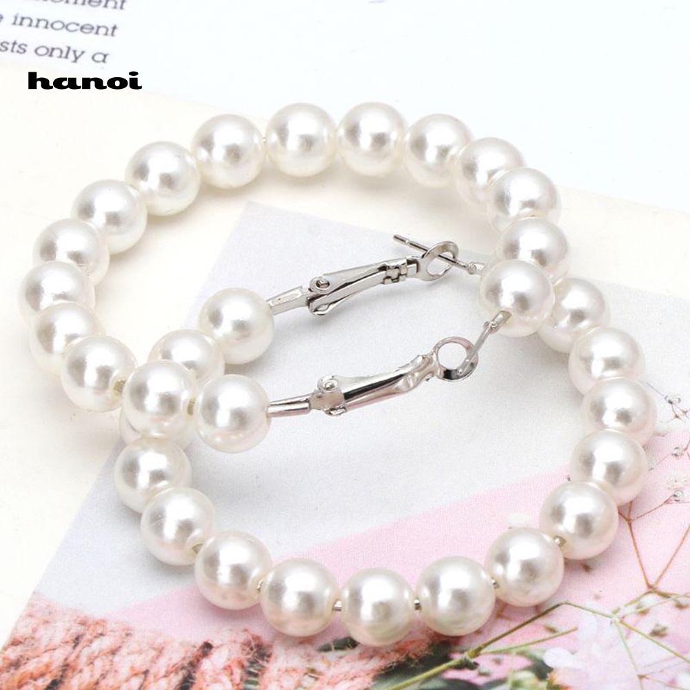 Khuyên Tai Tròn Đính Ngọc Trai Giả Thời Trang Thanh Lịch Dành Cho Nữ