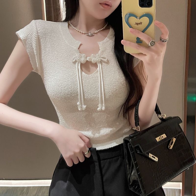 Áo Dệt Kim Mỏng Dáng Ôm Thời Trang Mùa Hè Dành Cho Nữ