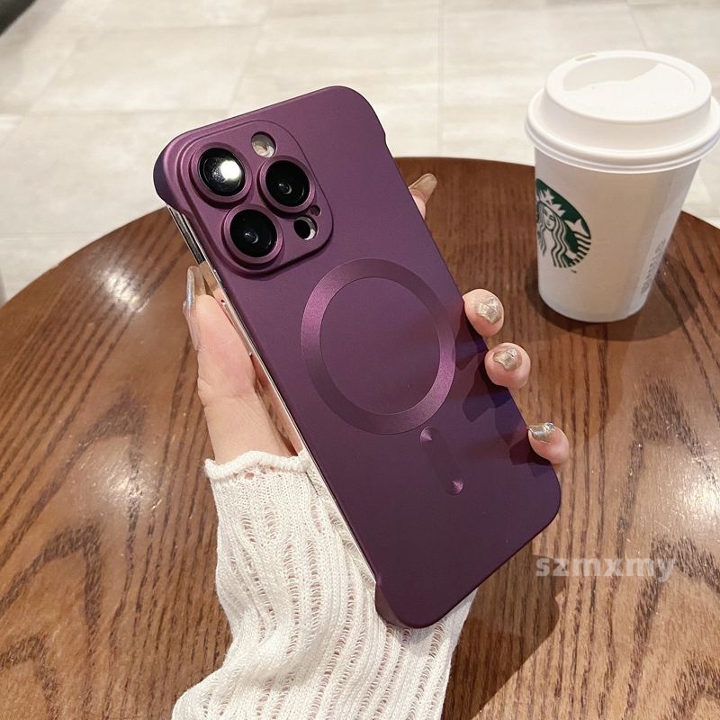 Deluxe Ốp Điện Thoại pc Cứng Mặt Nhám Từ Tính Bảo Vệ lens Cho iphone 15 14 13 12 11 pro max 15plus