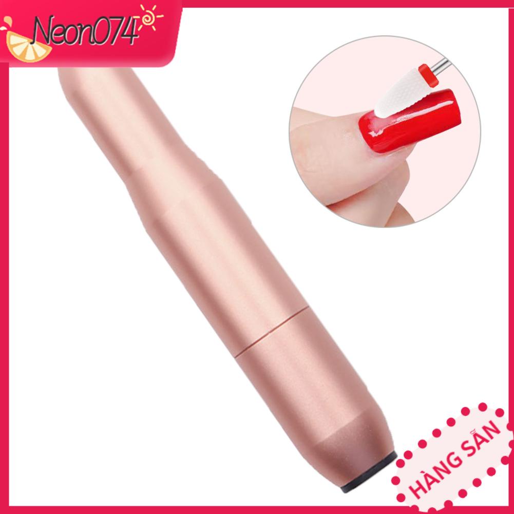 Neon074 Máy đánh bóng móng tay bằng điện mài giũa USB di động với đầu kim loại gốm