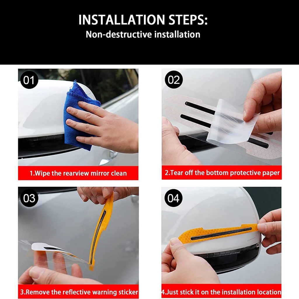 Bộ 2 Miếng Dán Phản Quang Bằng Sợi Carbon Chống Trầy Cho Gương Chiếu Hậu Xe Hơi