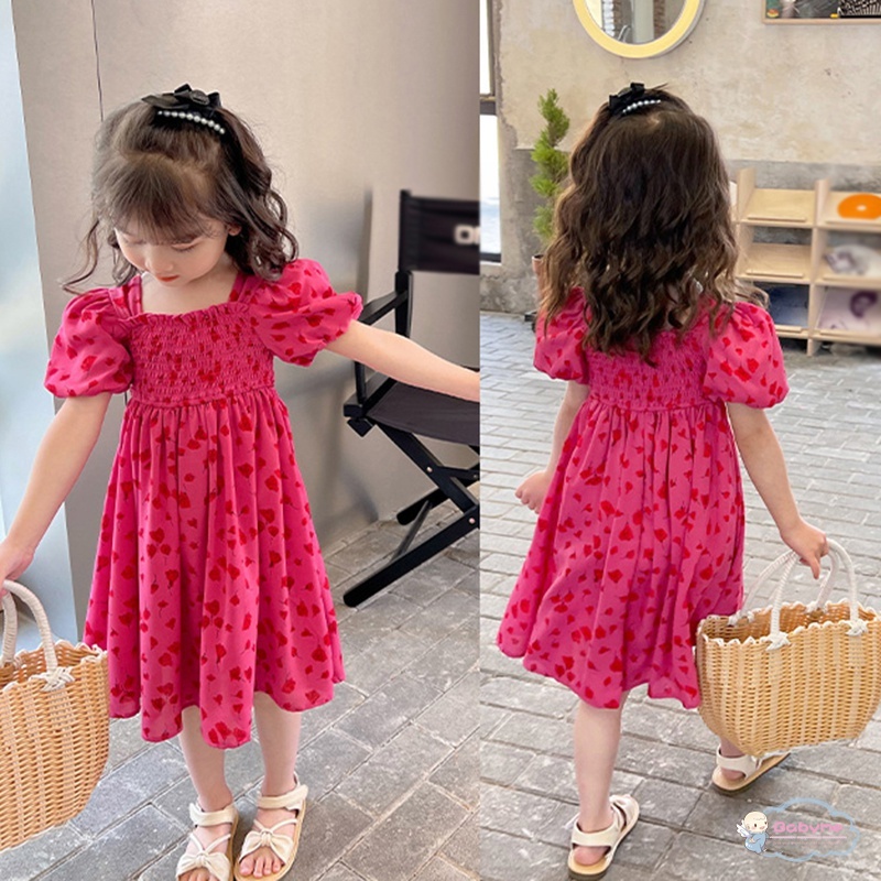 Đầm Công Chúa Tay Ngắn Phồng Dễ Thương Thân Thiện Với Da Cho Bé Gái
