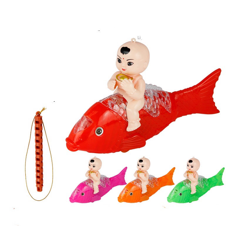 Đồ Chơi Lồng Đèn Trung Thu em bé cưỡi Cá Chép Có Nhạc, Đèn Cho Bé cá quẫy đuôi