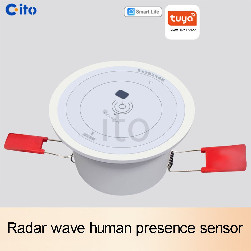 Mới Tuya ZigBee Thông minh gắn trần Cảm biến sự hiện diện của con người Phát hiện hơi thở Phát hiện chuyển động vi mô Máy dò chuyển động của con người Cảm biến sóng milimet 24G [ito]