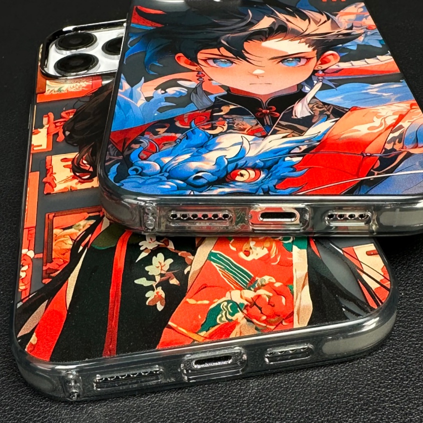 Ốp Điện Thoại Họa Tiết Cô Gái / Chàng Trai Màu Xanh Lá Kiểu Trung Hoa Chống Rơi Cho iPhone 14 13 12 11 Pro Max