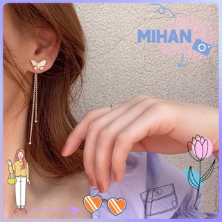 Đôi bông tai nữ dáng dài phối mặt bướm đính đá thời trang