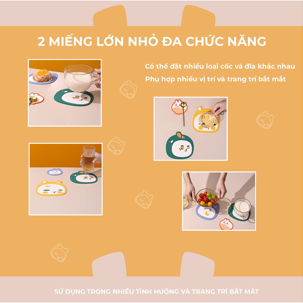 Miếng lót ly lót cốc lót nồi silicon chống trơn trượt hình trái cây dễ thương FESSON HOME