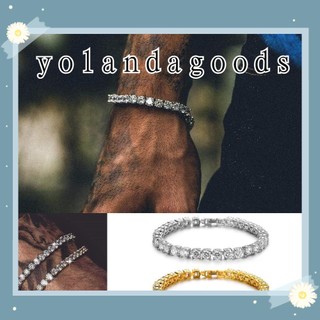 Vòng tay chuỗi xích 5mm đính đá kim cương lấp lánh sang trọng phong cách hip hop cho nam và nữ
