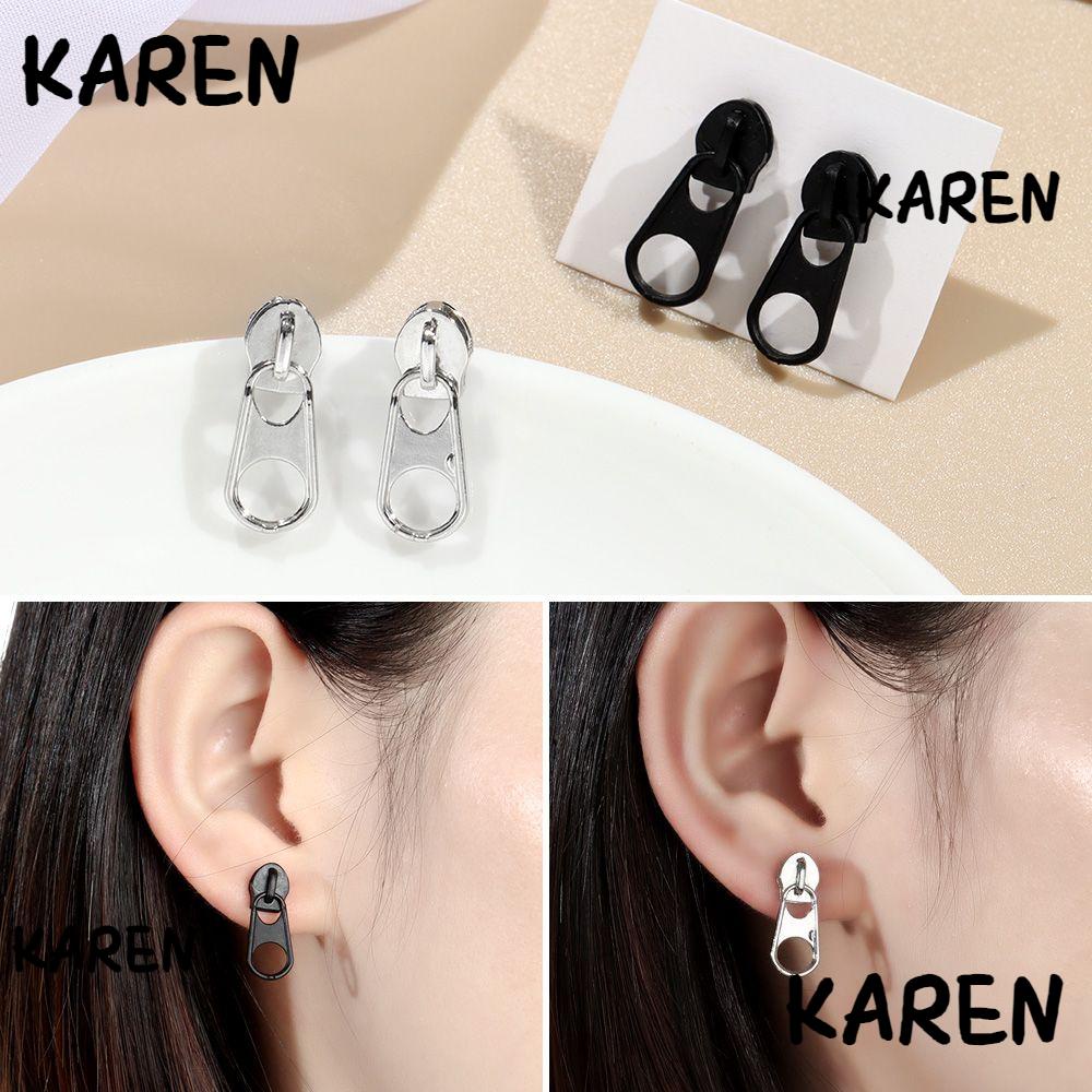 Khuyên Tai Hình Dây Kéo Đơn Giản Thời Trang