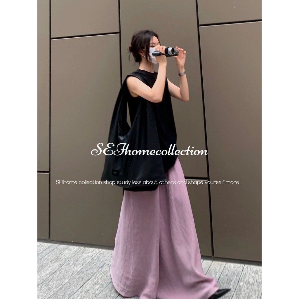 Fashion suit women's summer new solid color sleeveless top with high waist slimming skirt two-piece set