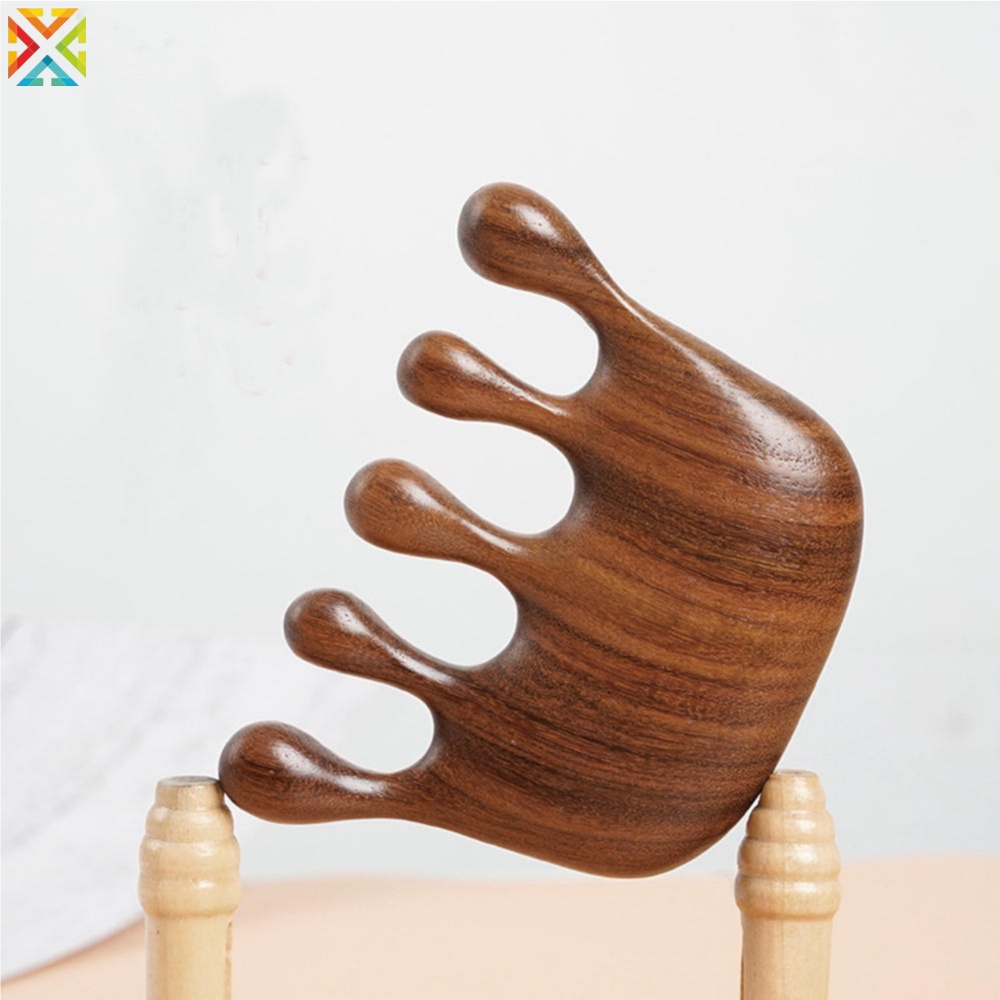 Lược Gỗ Đàn Hương 5 Răng Thưa Mát Xa Lưu Thông Máu Chống Tĩnh Điện