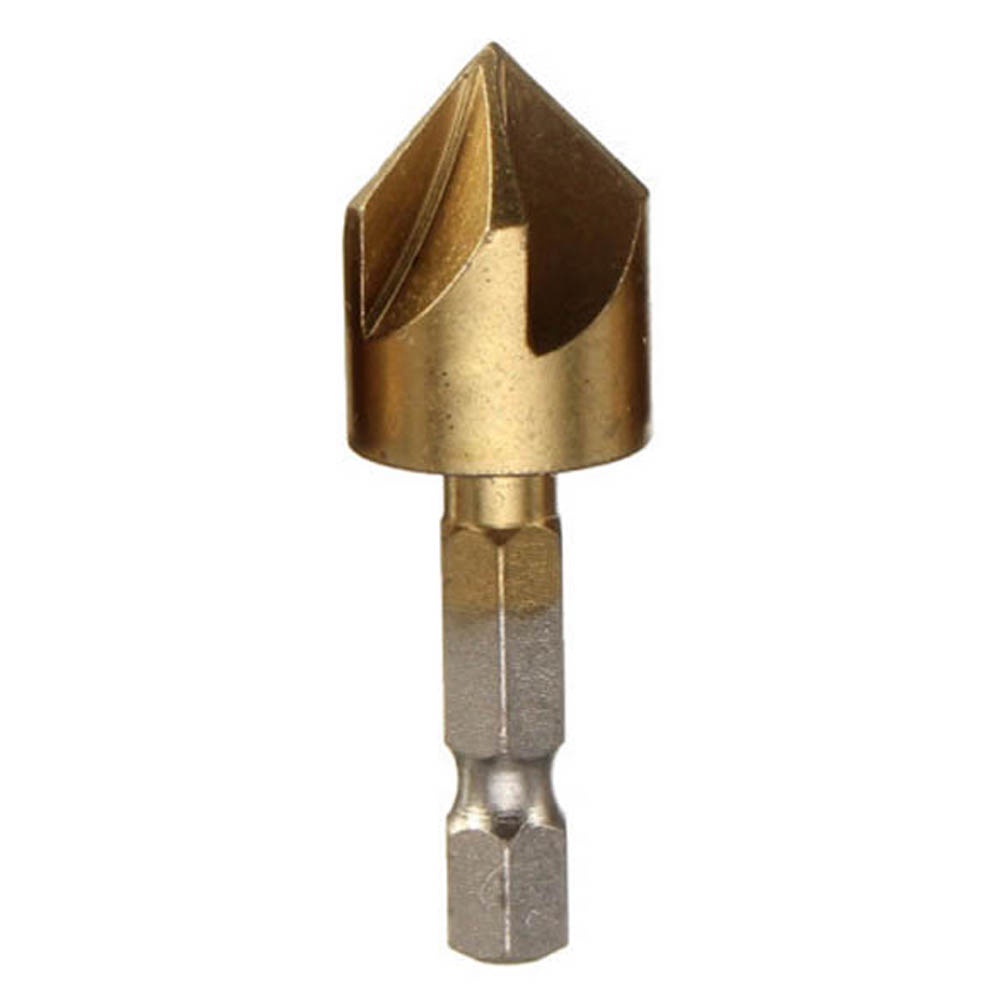 Mũi Khoan 90 Độ Bằng Kim Loại Màu Vàng Đồng 1 / 4Inch 5 Rãnh