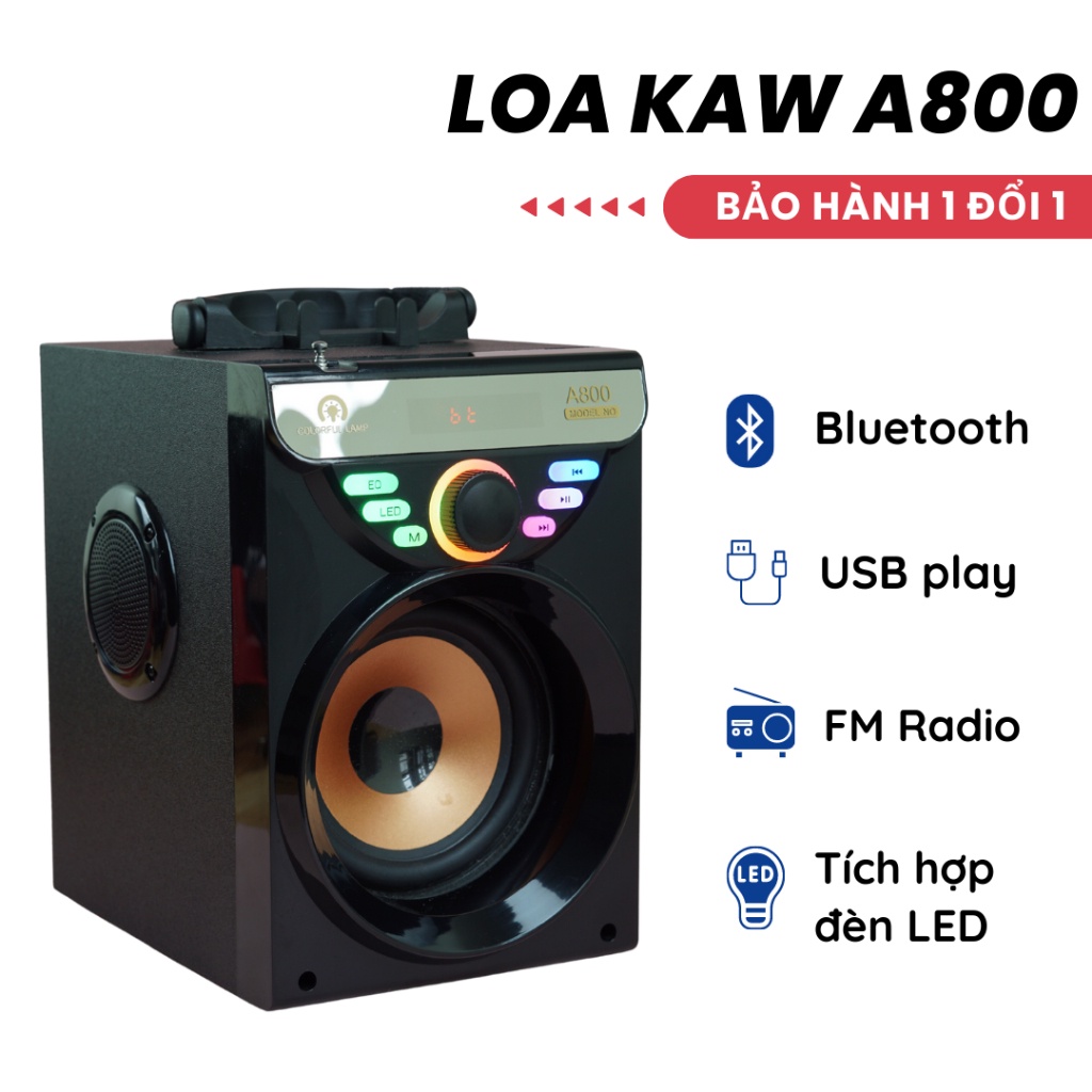 Loa karaoke bluetooth KAW K800 thế hệ mới (tặng mic)·- Âm thanh sống động, pin siêu trâu - Chính hãng Bảo hành 1 đổi 1
