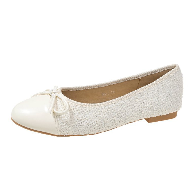 Giày Búp Bê Đế Bằng Mũi Tròn Đính Nơ Phong Cách Hàn Quốc Thời Trang Mùa Hè Hàng Mới 2023