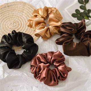 Dây buộc tóc vải lụa satin co giãn màu trơn thời trang cho nữ