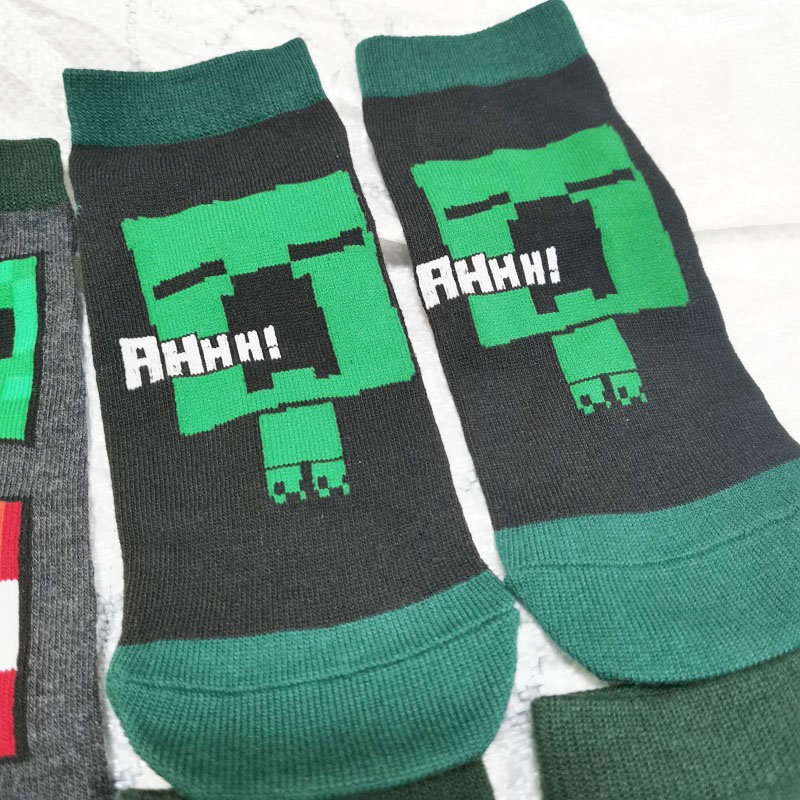 Set 5 Đôi Tất Cotton Hoạ Tiết Minecraft Cho Bé