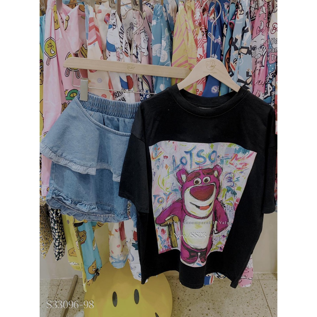 Set gấu dâu chân váy bèo