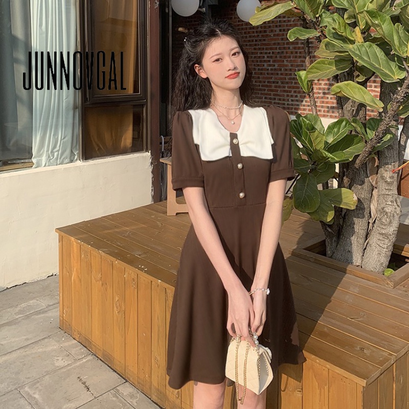 Junnovgal women 2023 thời trang mới niche đa năng eo tính khí váy mỏng
