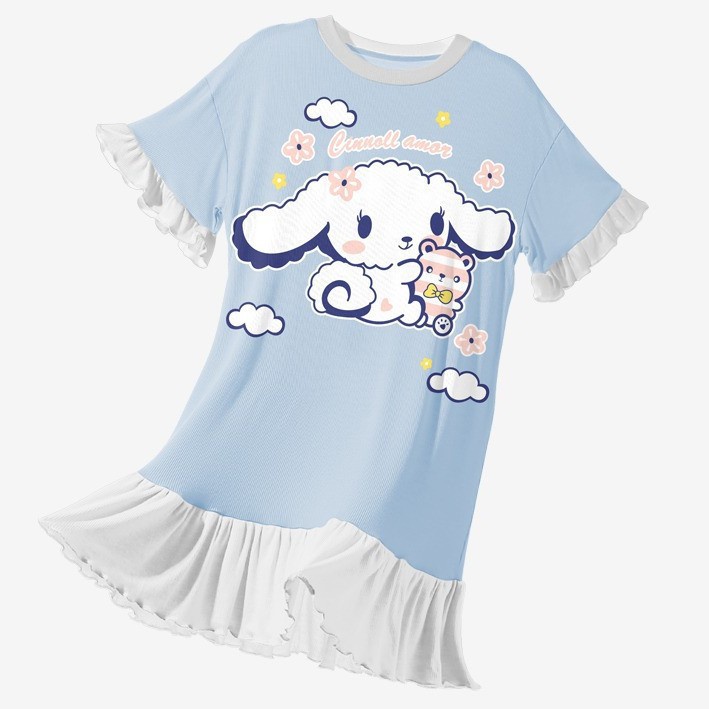 Áo Đồ Ngủ Kuromi Cho Bé Gái Giai Điệu Pyjama Cinnamoroll Melody Mùa Hè Mỏng Hoạt Hình Dễ Thương Váy Ngủ Pijama Cho Bé