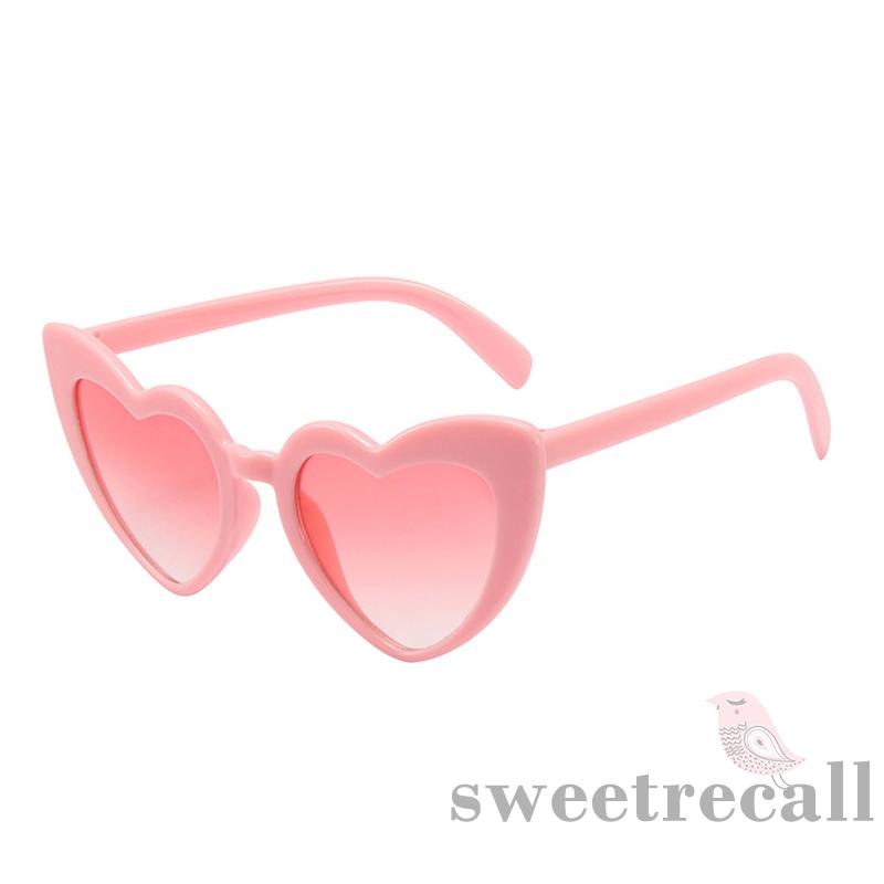 Swe-barbie màu hồng cổ điển mắt mèo mod phong cách tình yêu kính râm hình trái tim cho nữ