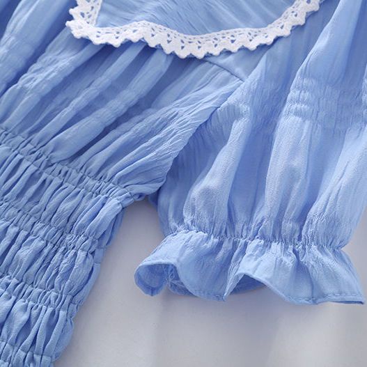 Áo Sơ Mi chiffon Mỏng Ôm Dáng Phối Ren Thiết Kế Mùa Hè Kiểu Pháp Mới Cho Nữ