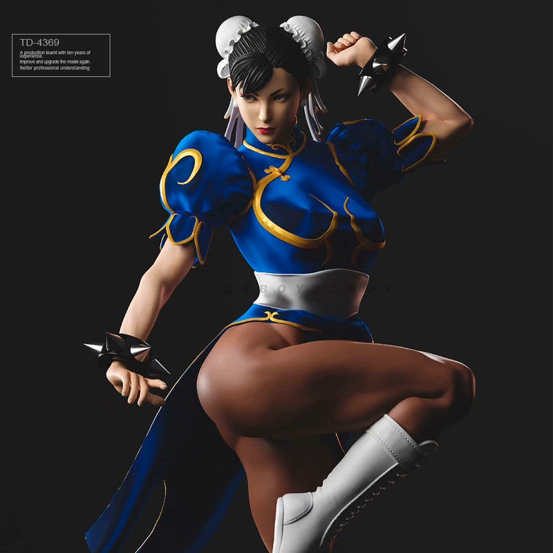 11.11Việc lớn50mm 75mm ZB model Chunli kick resin soldier white model need to assemble TD-4369 ASM1
