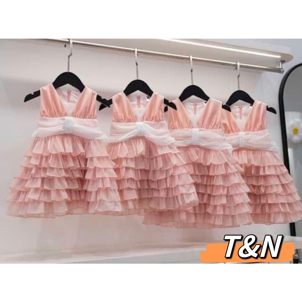 Sét váy tơ óng thiết kế 5 tầng mềm mại cho bé đi chơi đi tiệc