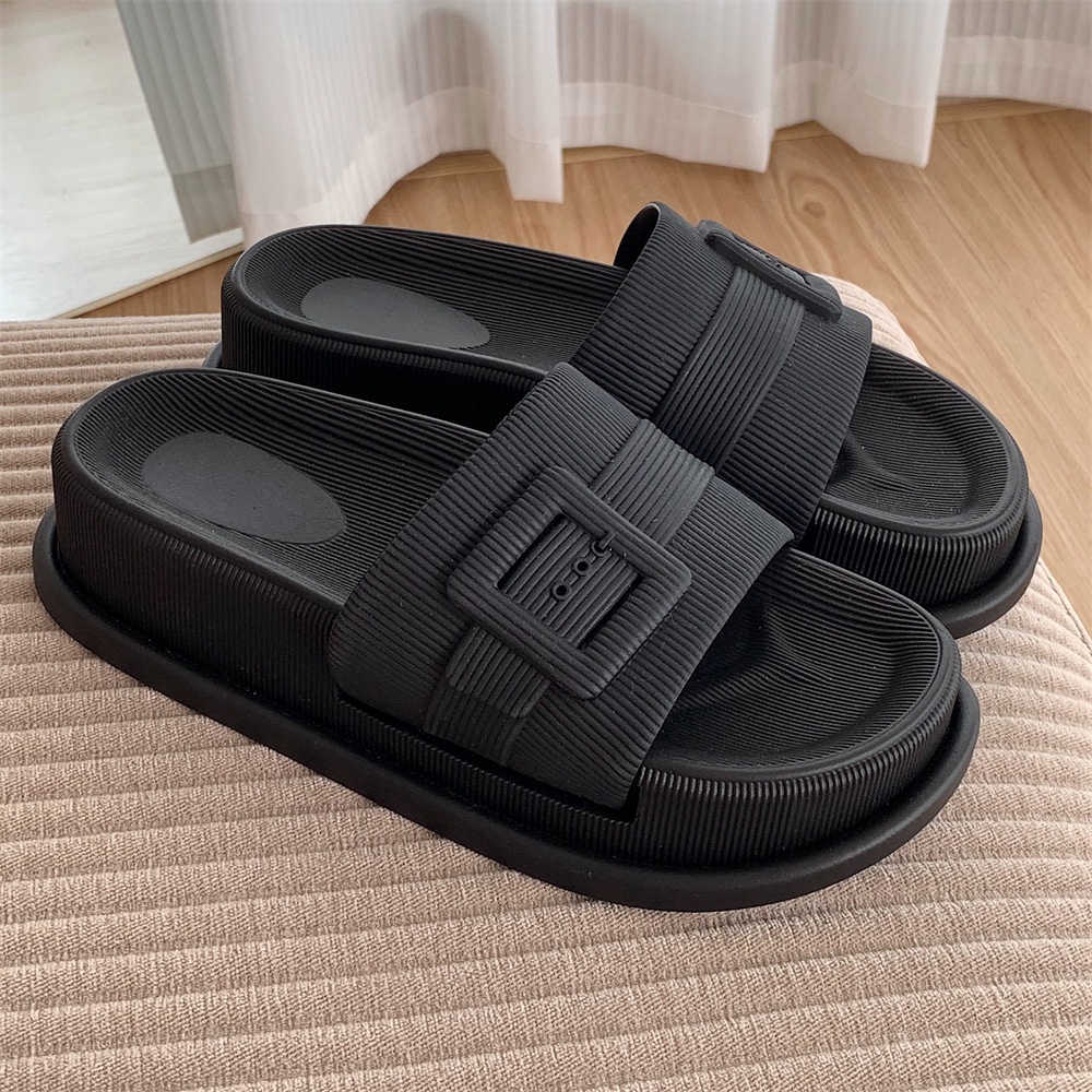 Huaqoo Dép bánh mì guốc dép sandal nữ Màu Sắc Đơn Giản Thoải Mái Cao Gót Chống Trơn Trượt dép đế xuồng 33ZHDLX080104