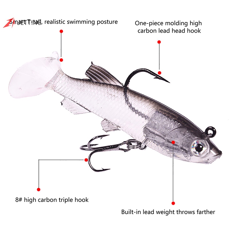 Mồi Câu Cá Giả Hình Chữ t Mềm Mại 7.5cm / 12g