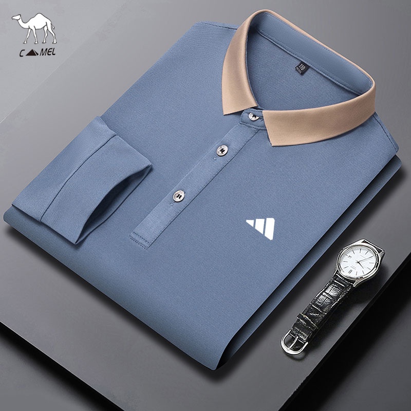 Áo polo Dài Tay Chất Liệu Cotton Thiết Kế Mới Năng Động Thời Trang Dành Cho Nam