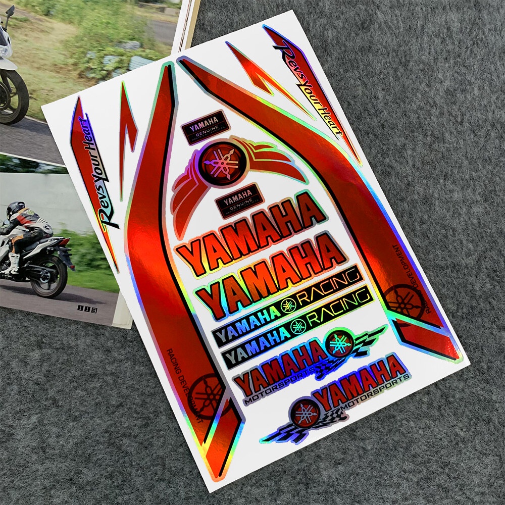 Miếng Dán Logo Yamaha Màu Cầu Vồng Laser Trang Trí Bình Nhiên Liệu Cho Yamaha MIO SPORTY Aerox Nmax V2 TFX150 SZ