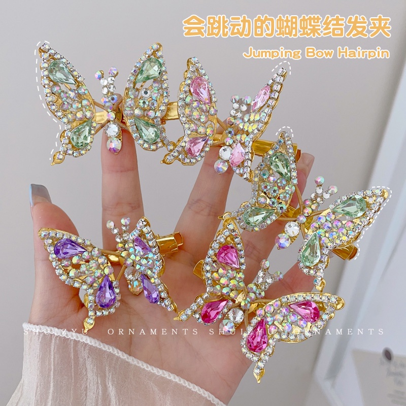 Kẹp Tóc Hình Bướm Đính Đá Xinh Xắn Cho Bé Gái Thẻ