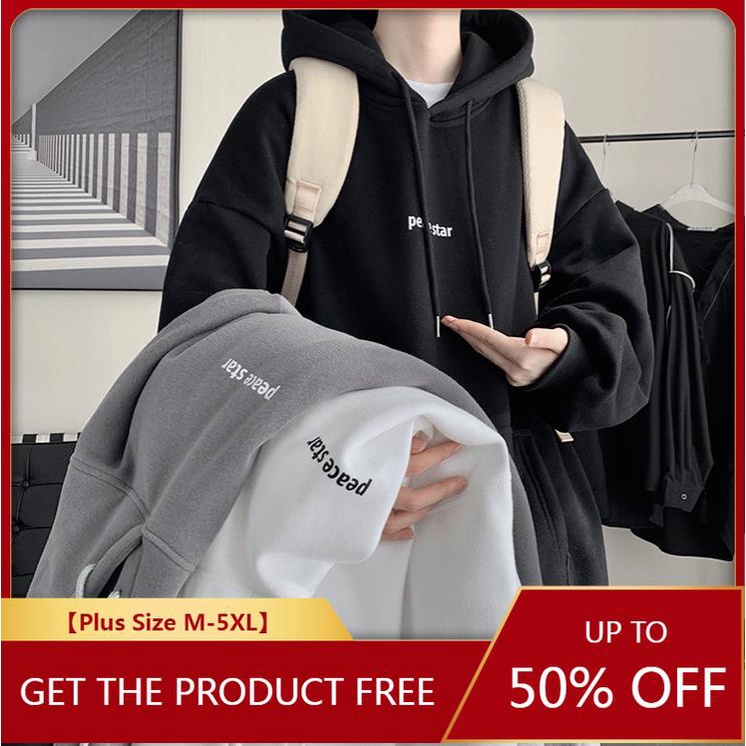 Áo Hoodie Tay Dài Dáng Rộng In Chữ Phong Cách Hàn Quốc Thời Trang Cho Nam Và Nữ Size M-5XL