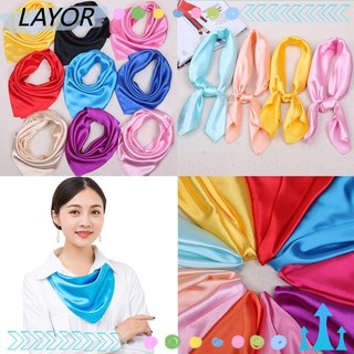 Khăn lụa nằm, khăn quàng cổ màu trơn 60 * 60cm, khăn quàng vuông satin giả lụa bền cho nữ