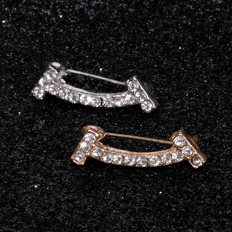 Tinh tế đa năng mặt cười trâm cài kim loại phụ nữ cô gái nâng cao sáng bóng rhinestone chống phơi sáng ghim quần áo phụ kiện