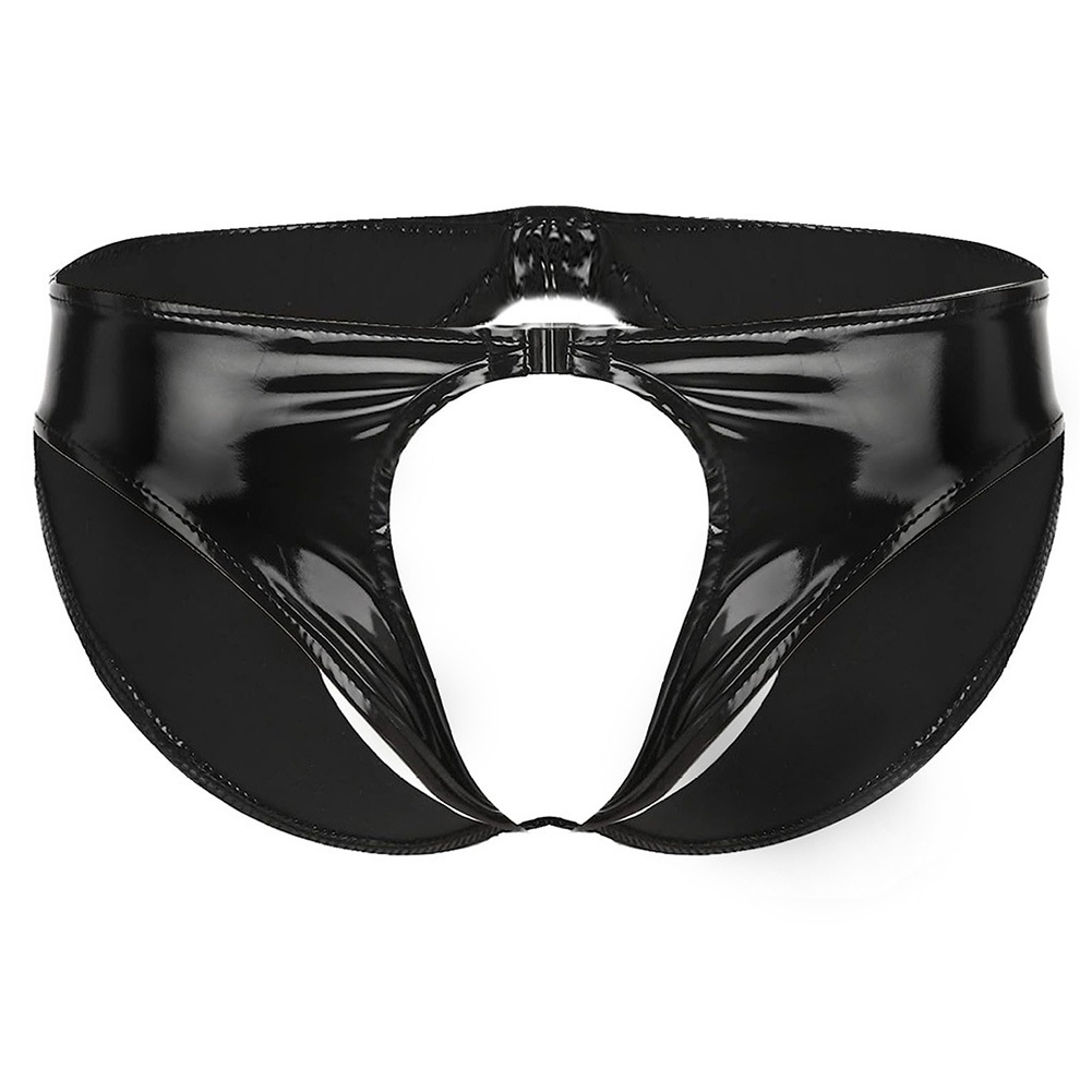 Quần lót nam quần lót giả da đen pu mềm thời trang quần lót sexy quần lót