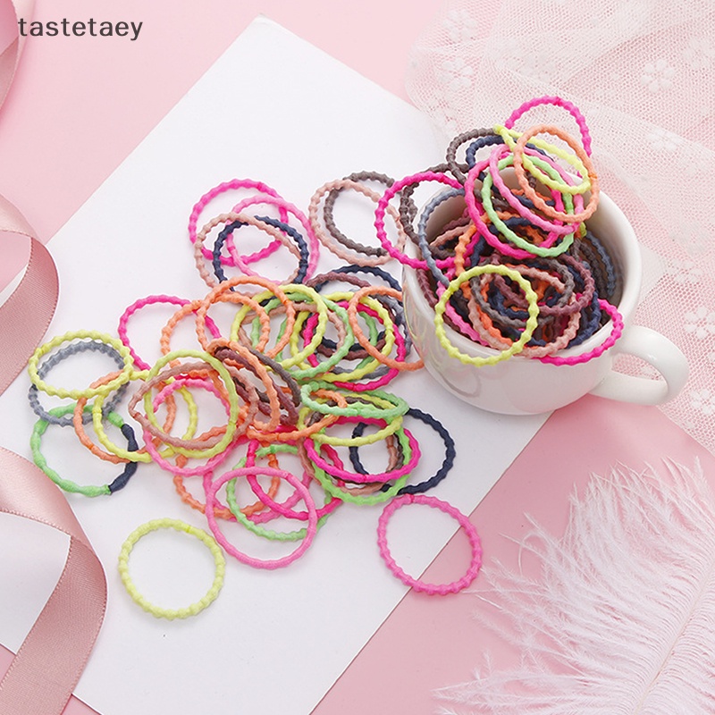 Ngon 50 cái kẹo màu mũ trùm đầu mini dây buộc tóc đàn hồi cao scrunchie dây cao su dễ thương cho bé gái trẻ em thời trang phụ kiện tóc en