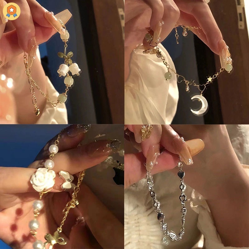 Vòng Tay Hoa Trà Nhẹ Nhàng Sang Trọng Phong Cách Retro Thiết Kế Thung Lũng Cho Bạn Gái JP2