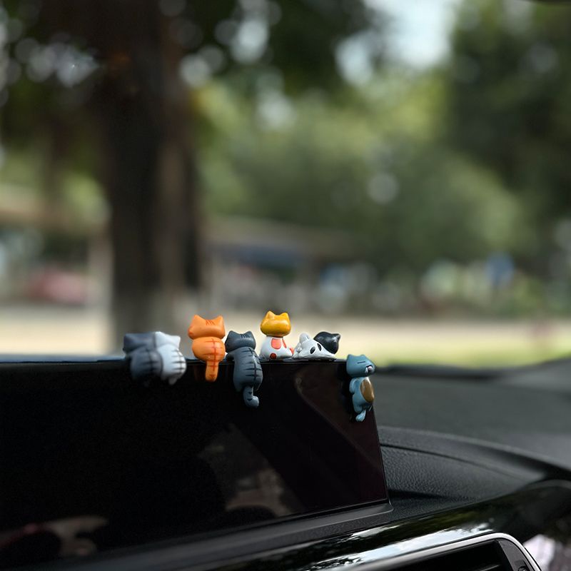 Phụ kiện nội thất ô tô mặt sau mèo hoạt hình dễ thương trang trí màn hình ô tô trung tâm bảng điều khiển trang trí ô tô gương chiếu hậu cá tính trang trí