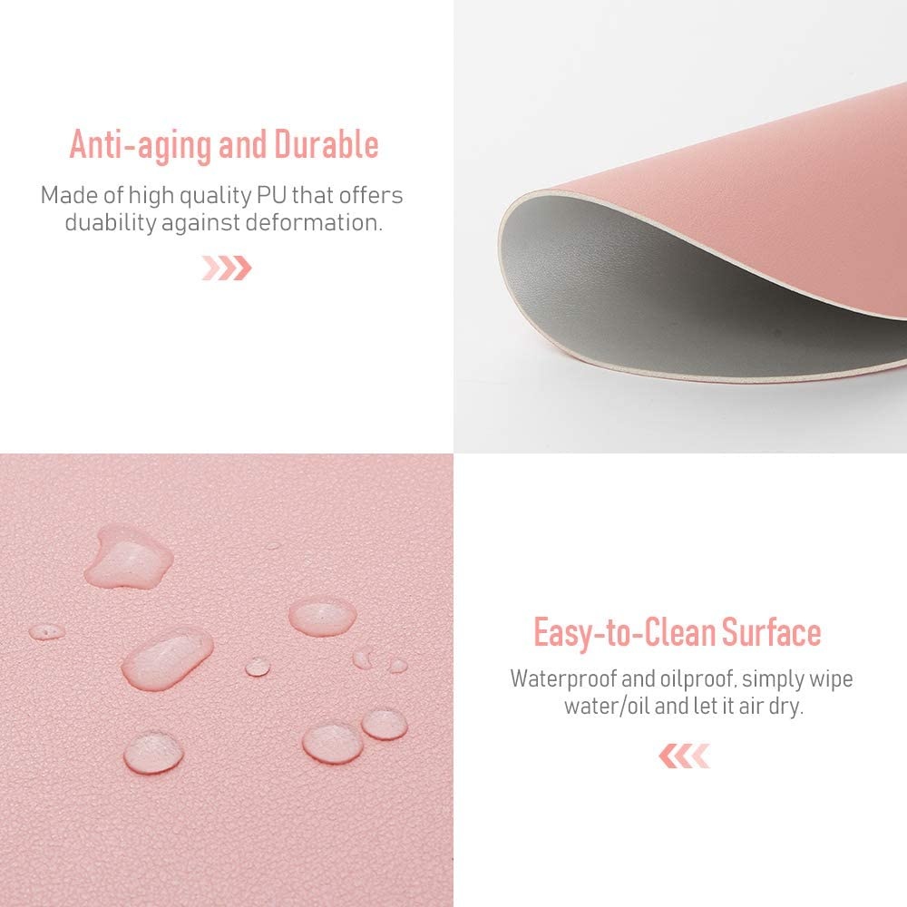 Tấm Lót Chuột / Bàn Phím Máy Tính Hình Tròn Bằng Da pu Màu Trơn Chống Trượt / Thấm Nước Tiện Dụng