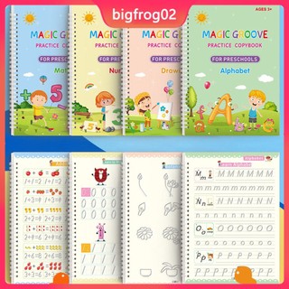 4 cuốn / bộ copybook kid's english learning calligraphy magic books with pen children writing practice copybook
