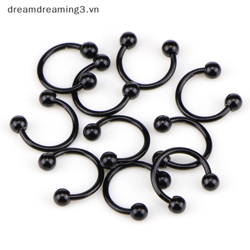 10 cái thanh hình móng ngựa bằng thép không gỉ lip nose septum ear ring stud set.