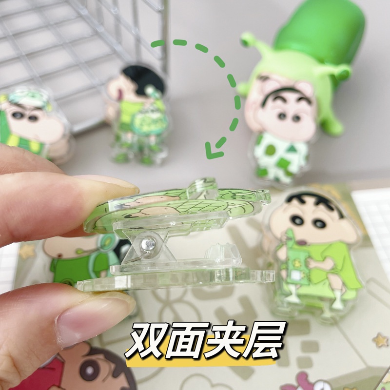 Kẹp Giữ Giấy Ghi Chú Bằng Acrylic In Hoạt Hình Cậu Bé Bút Chì Shin-Chan